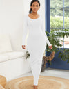 Round Neck Long Sleeve Maxi Wrap Dress