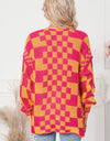 Contrast Exposed Seam Open Front Cardigan
