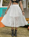 Embroidered Elastic Waist Skirt