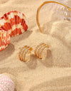 Stainless Steel Inlaid Zircon C-Hoop Earrings