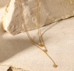Stainless Steel Zircon Double-Layered Necklace