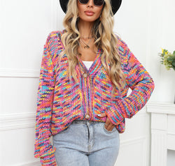 Button Up Dropped Shoulder Cardigan