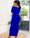 Round Neck Long Sleeve Maxi Wrap Dress