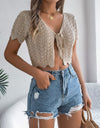 Tied Openwork Short Sleeve Cardigan