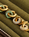 Titanium Steel Inlaid Zircon Double-Hoop Earrings
