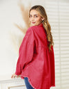 Distressed Raw Hem Denim Jacket