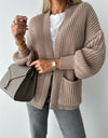 Open Front Dropped Shoulder Cardigan