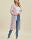 Double Take Full Size Open Front Longline Cardigan