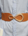 Ribbed Alloy Buckle Elastic Belt
