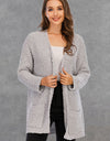 Pocketed Open Front Long Sleeve Cardigan