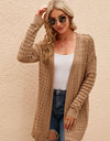 Openwork Horizontal Ribbing Open Front Cardigan