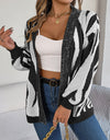 Open Front Animal Print Cardigan