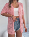 Openwork Open Front Half Sleeve Cardigan