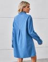 Pocketed Dropped Shoulder Mini Denim Dress