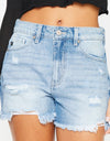 Kancan High Waist Frayed Denim Shorts