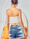 BiBi US Flag Theme Bleached Denim Shorts