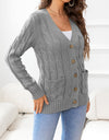 Button Down Cable-Knit Cardigan