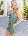 Scoop Neck Wide Strap Romper with Pockets