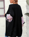 Fringe Sleeve Dropped Shoulder Cardigan