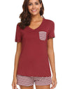 Striped Short Sleeve Top and Shorts Lounge Set