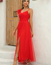 Asymmetrical Ruched Slit Dress