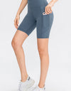 Wide Waistband Sports Shorts with Pockets