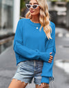Round Neck Drop Shoulder Long Sleeve Sweater