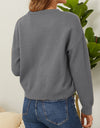 Flower Button Front Dropped Shoulder Cardigan