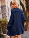 Collared Neck Button-Up Cardigan with Pockets