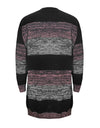 Striped Open Front Long Sleeve Cardigan with Pockets