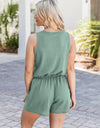 Scoop Neck Wide Strap Romper with Pockets