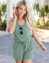 Scoop Neck Wide Strap Romper with Pockets