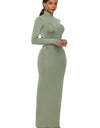 Mock Neck Long Sleeve Maxi Slim Dress
