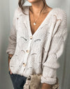 Openwork Button Up Long Sleeve Cardigan