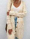 Cable-Knit Button Down Cardigan with Pockets