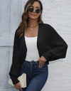 Bat Sleeve Open Front Short Cardigan