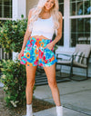 Drawstring Printed High Waist Shorts