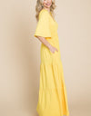 Culture Code Backless Plunge Half Sleeve Tiered Dress