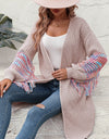 Fringe Sleeve Dropped Shoulder Cardigan