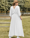 Plus Size Swiss Dot V-Neck Three-Quarter Sleeve Dress