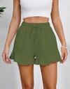 Full Size Drawstring Ruffle Hem Shorts