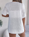 Openwork Open Front Half Sleeve Cardigan