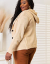 Woven Right Button-Down Long Sleeve Hooded Sweater