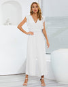 Ruffled Surplice Cap Sleeve Jumpsuit