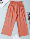 Drawstring Paperbag Waist Wide Leg Pants