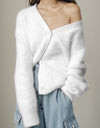 Button Up Dropped Shoulder Cardigan
