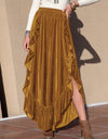 Slit Ruffled Wide Leg Pants