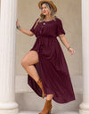 Plus Size Round Neck Half Sleeve Dress