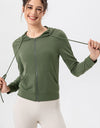 Drawstring Zip Up Hooded Active Outerwear