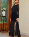 Semi-Sheer Slit Round Neck Dress